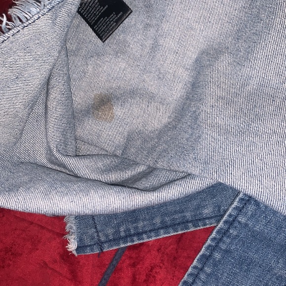 Urban Outfitters 2000s Blue Denim Long Frayed Hem Snap Button Jacket Size Small - Picture 9 of 9